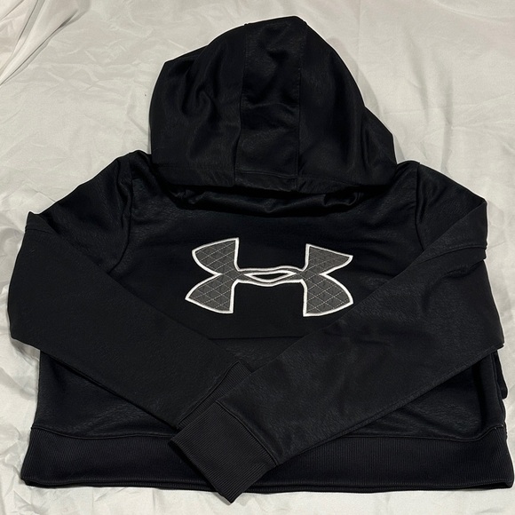 Under Armour Tops - Under Armour Cold Gear Black Loose fit Hoodie with White and Gray Logo